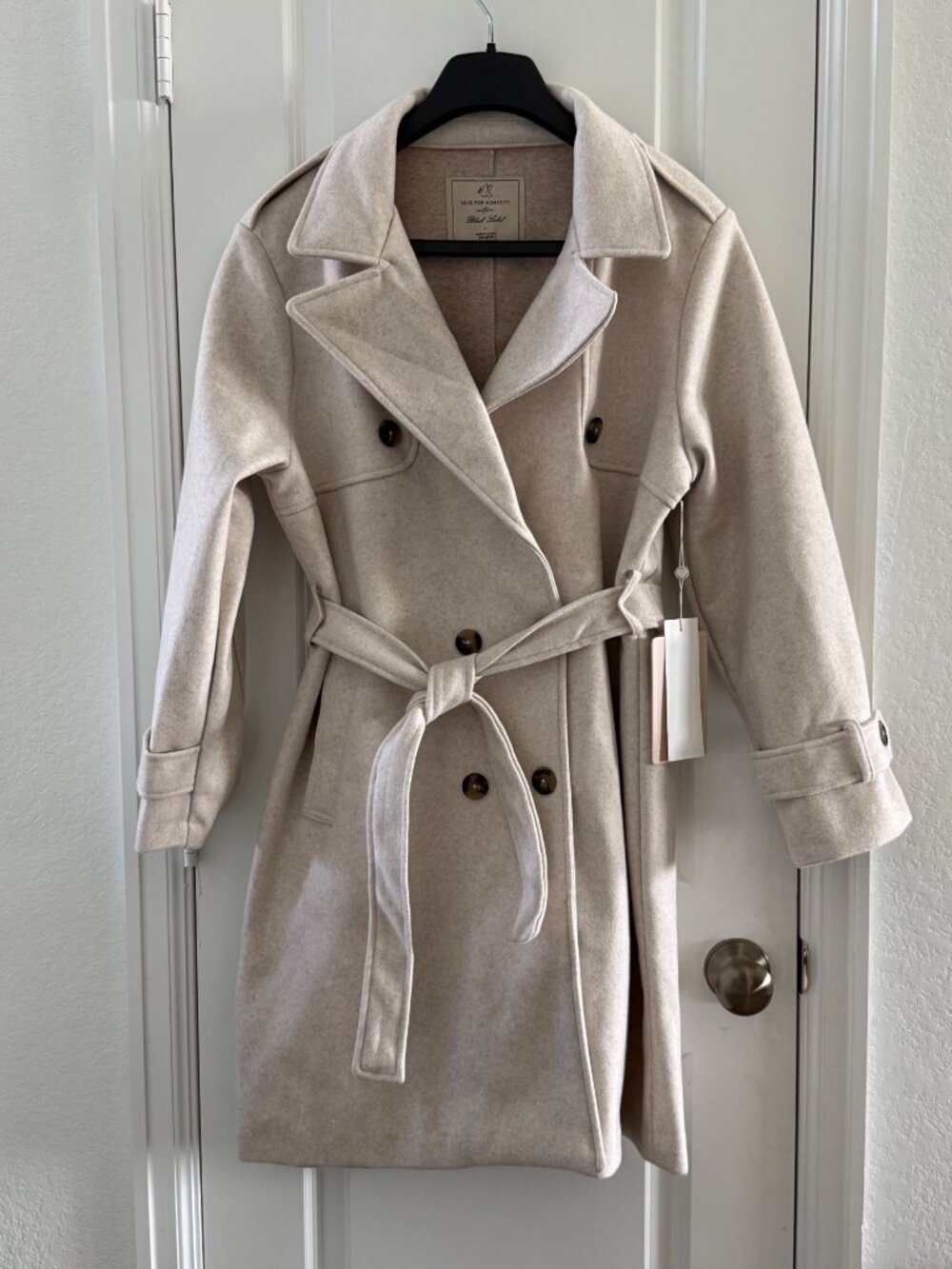 Love For Humanity Black Label Womens Belted Trench Coat Double-Breasted Premium